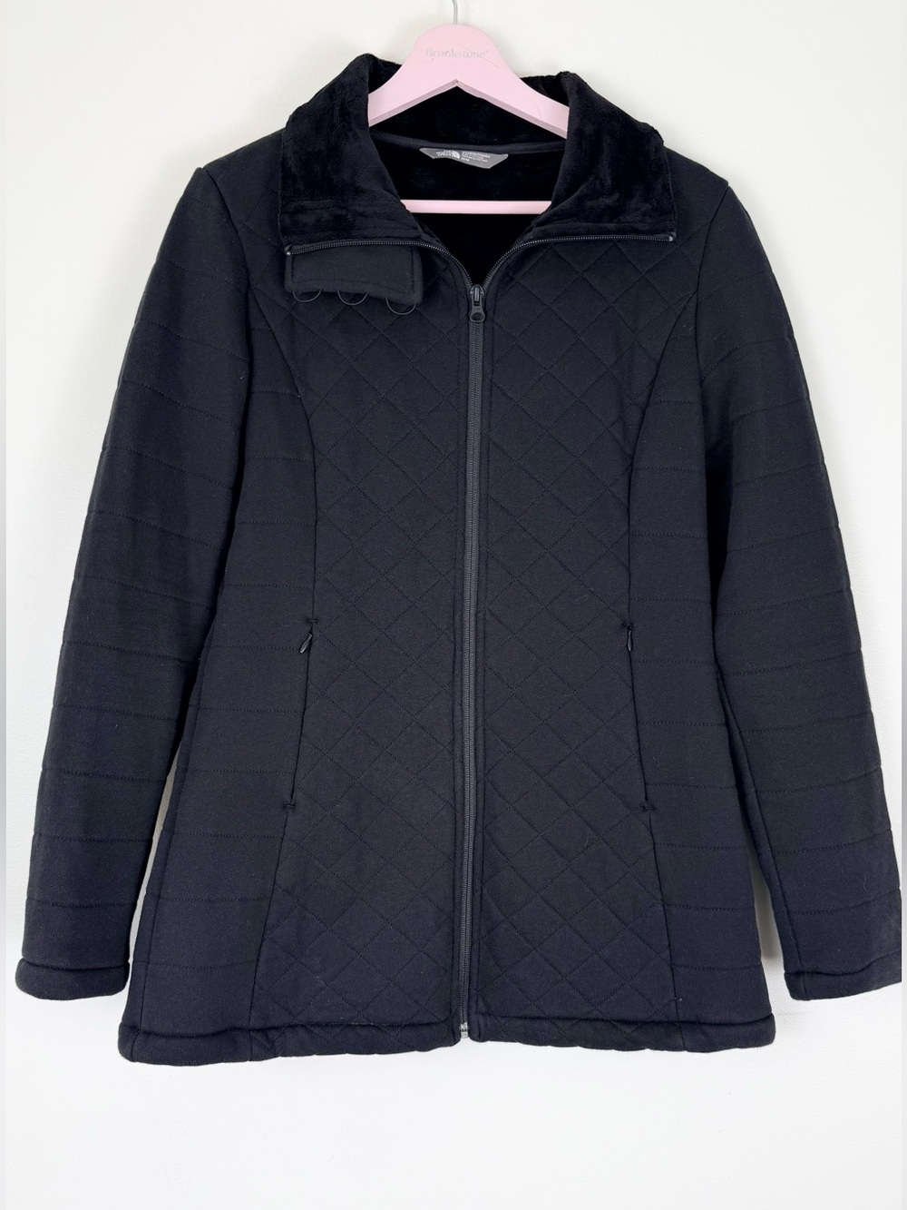 The North Face Black Diamond-Quilt Zip Front Sherpa Lined Coat Size Medium